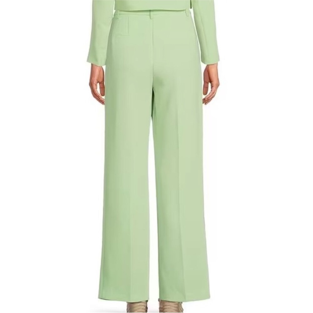 GIANNI BINI Hartley Crepe Pleated Straight Wide Leg Coordinating Pants Green 0